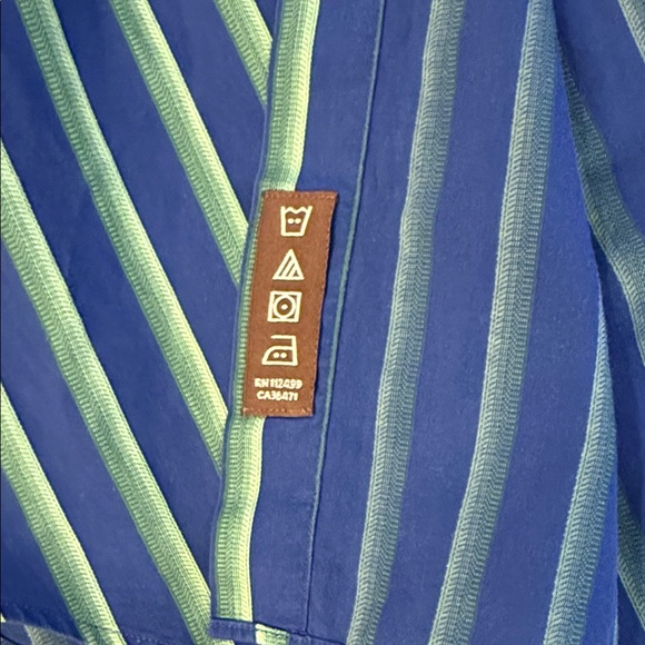 Tailorbyrd Navy and Lime Striped Shirt - Picture 5 of 7